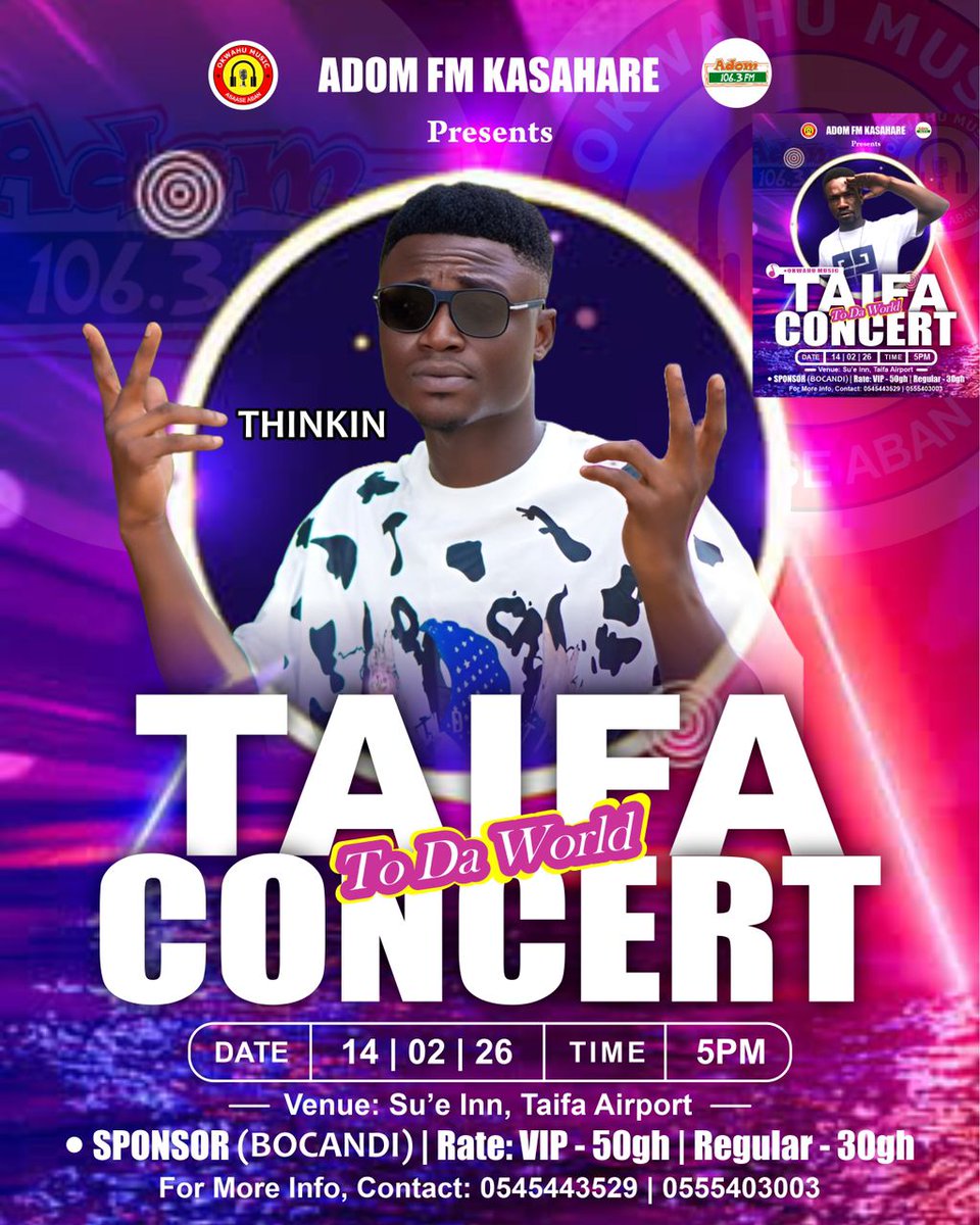 We Turning it Up On Saturday 
at Taifa ,Come Celebrate Taifa to da world 🌎 Together 🔥 🔥 with <a href="/Adom1063fm/">Adom1063fm</a> 
#taifatodaworld #thinkin #kasahare
