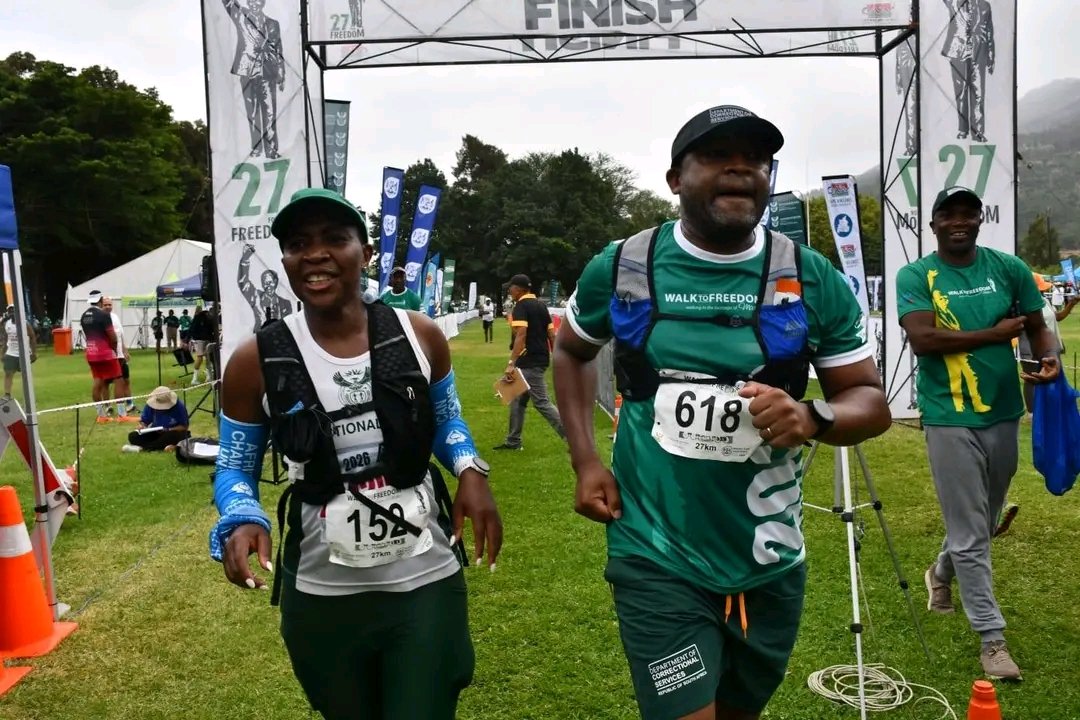 DCS_ZA's tweet photo. Deputy Minister Ntshalintshali and National Commissioner Thobakgale Complete 5km and 27km Races at the Nelson Mandela Marathon...

https://t.co/qUWo1Cf2vl

#27ForFreedomRace #my27kilometersformadibas27years #RunForFreedom #MadibaLegacy #RunForFreedom #GovZAUpdates https://t.co/nCWfAx9OpV