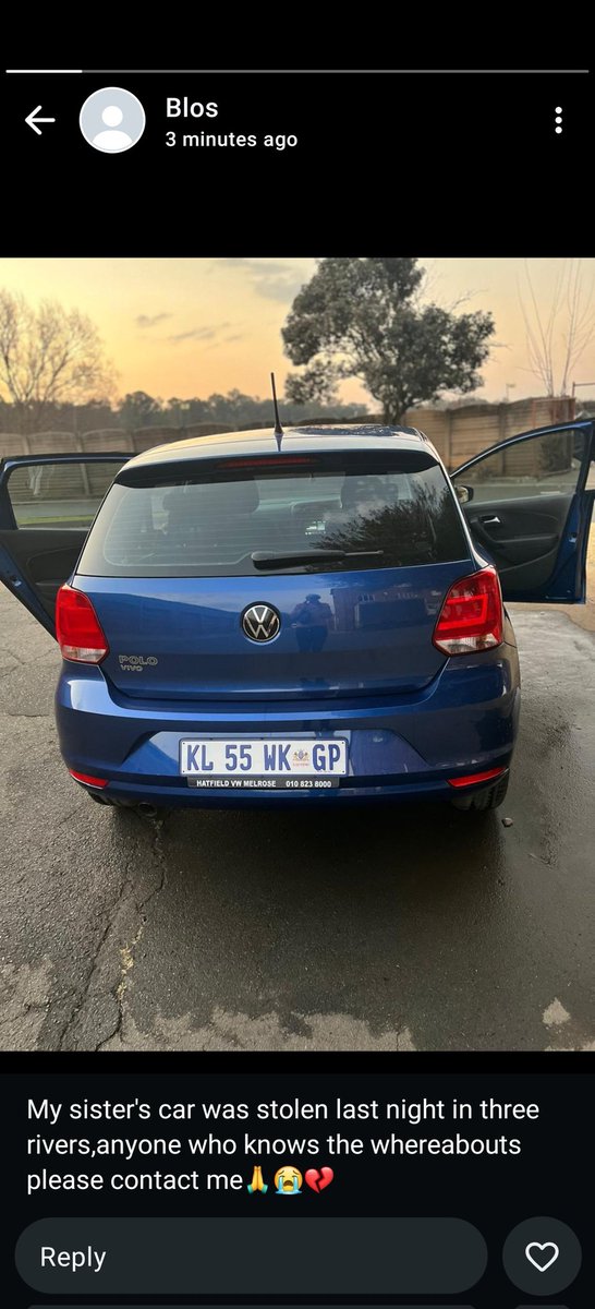 lastbornyamma's tweet image. My sister's car was stolen last night at Three Rivers, anyone who knows the whereabouts please dm me