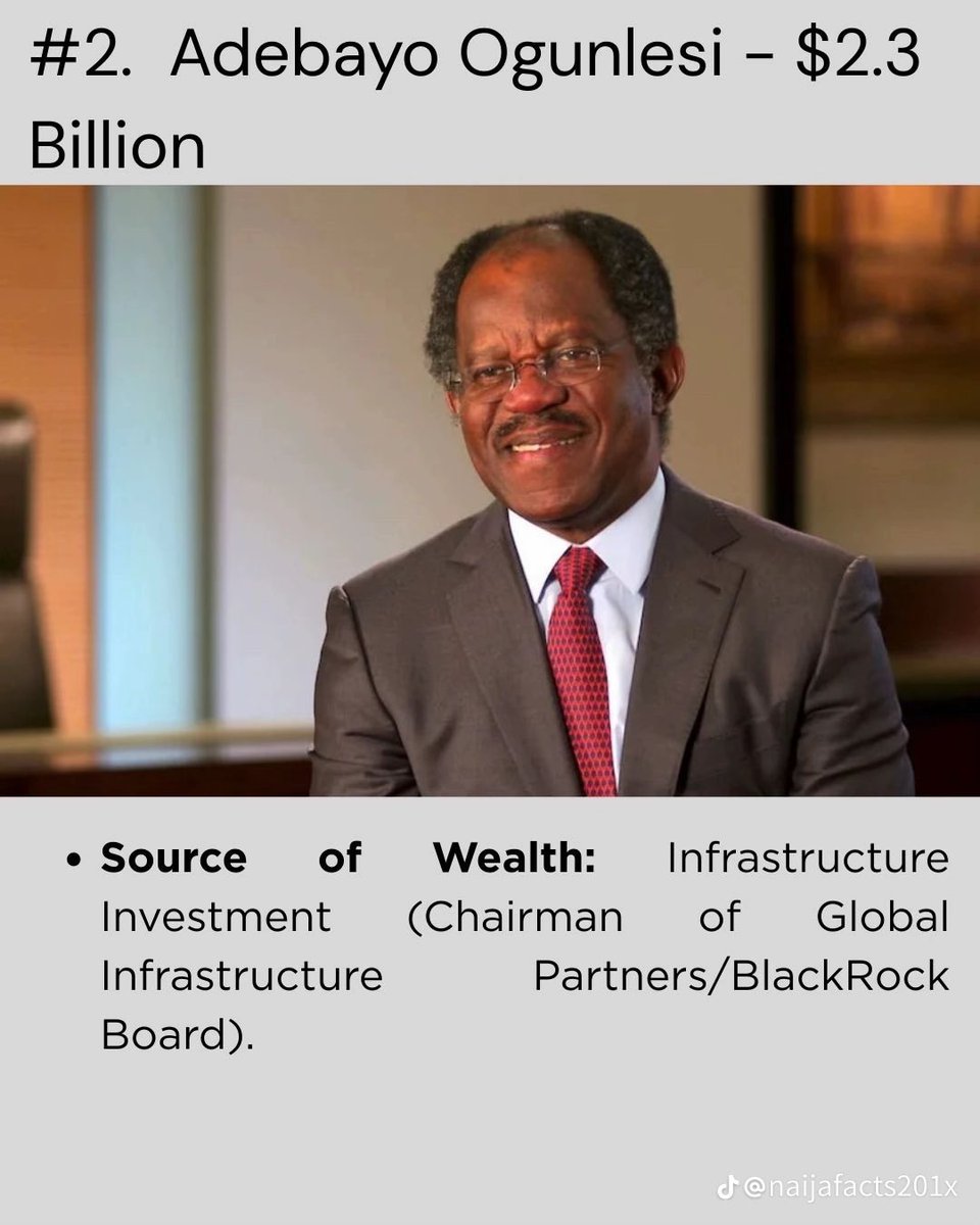 TaoFeek182's tweet image. Top 10 richest people from Ogun State 🇳🇬 (2026)

1. Mike Adenuga — $6.7 Billion (Ijebu ode)

2. Adebayo Ogunlesi — $2.3 Billion (Sagamu)

3. Kessington Adebutu — $1.1 Billion (Iperu Remo)