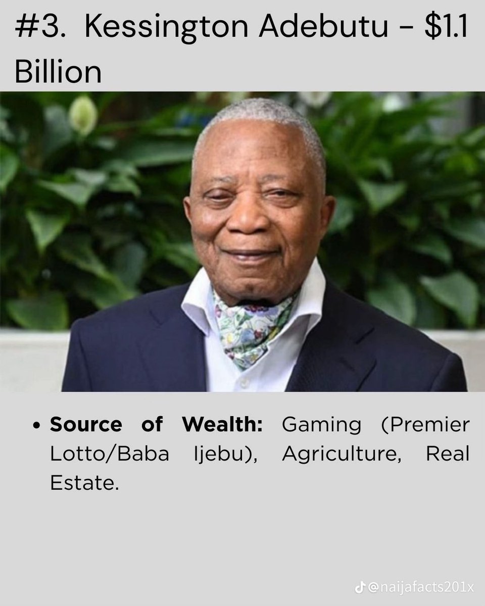 TaoFeek182's tweet image. Top 10 richest people from Ogun State 🇳🇬 (2026)

1. Mike Adenuga — $6.7 Billion (Ijebu ode)

2. Adebayo Ogunlesi — $2.3 Billion (Sagamu)

3. Kessington Adebutu — $1.1 Billion (Iperu Remo)