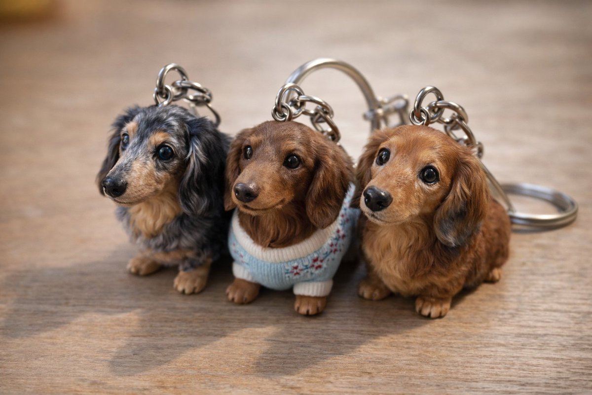 うちのワンコ達🌈🐾 キーホルダー風の イラストを作って頂きました