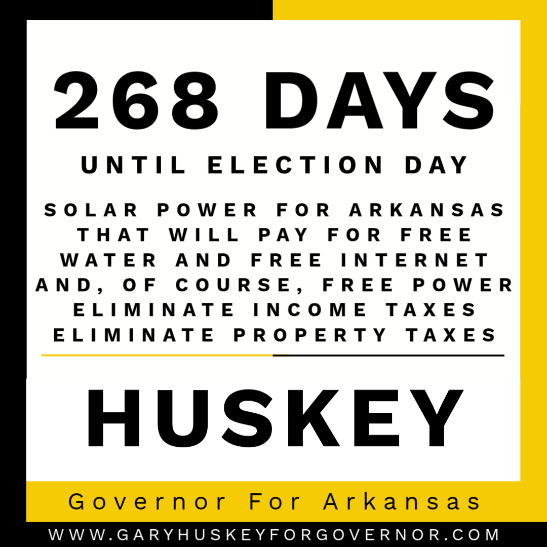 GaryHuskey4Gov's tweet photo. Our solar power statewide project will generate enough power daily to pay for your electric bill. We'll sell the excess power to the surrounding states and be able to pay your water bill and provide free internet. Vote Gary Huskey Governor For Arkansas. https://t.co/81nZiYGmdq https://t.co/bofimeUNon