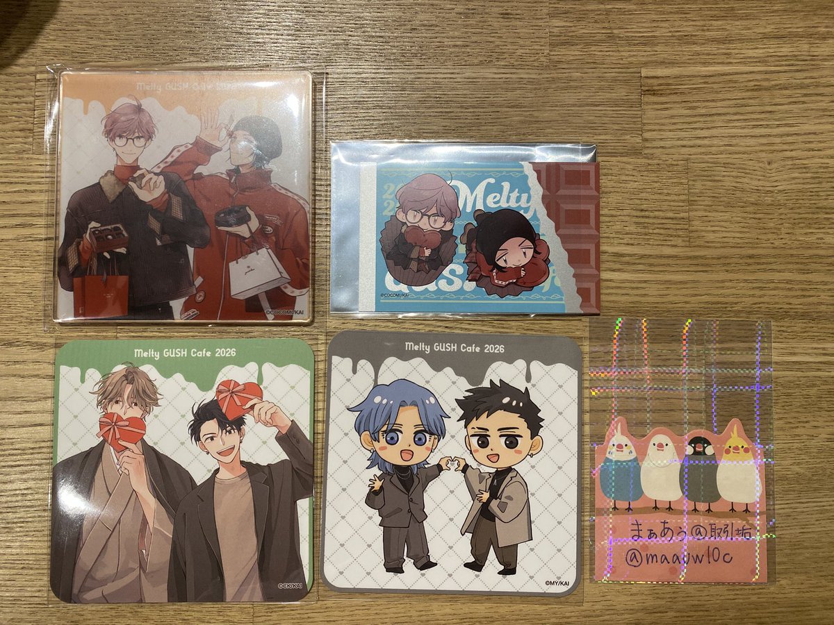 [交換]Melty GUSH Cafe 2026 ステラマップカフェ アクリルコースター 特典 

譲:コ コミ先生、ゆくえ萌 葱先生、嘉島ち あき先生※下段は紙ｺｰｽﾀｰ

求:等身ｱｸｺ→暮田マ キネ先生、紙ｺｰｽﾀｰ:等身→熊雪ふ る先生、SD→式夏 緒先生、板ﾁｮｺｶｰﾄﾞ:等身→式夏 緒先生 

郵送交換希望