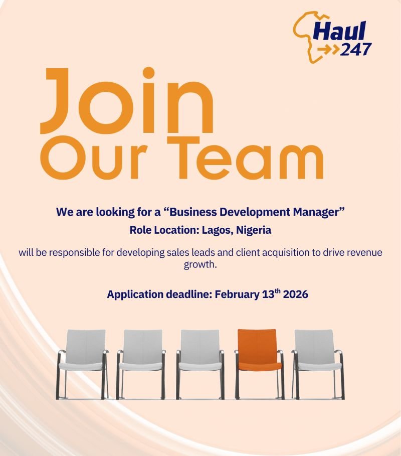 If you’re interested in this role, kindly send us your application to careers@haul247.co