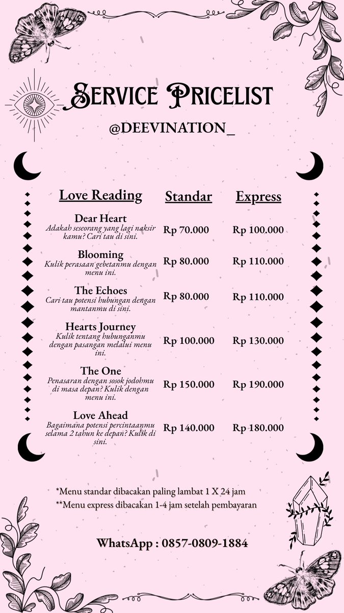 deevination_'s tweet image. Soreeee~ 🌸✨

Siapa, nih, yang butuh sesi tarot yang nyaman kayak curhat bareng bestie, hasilnya detail dan akurat, juga trusted??

Mampir ke wa.me/6285708091884 untuk sesi gacormu hari ini, yyaahh 🧚‍♀️✨

#tarot #zonauang #zonajajan #zonaba