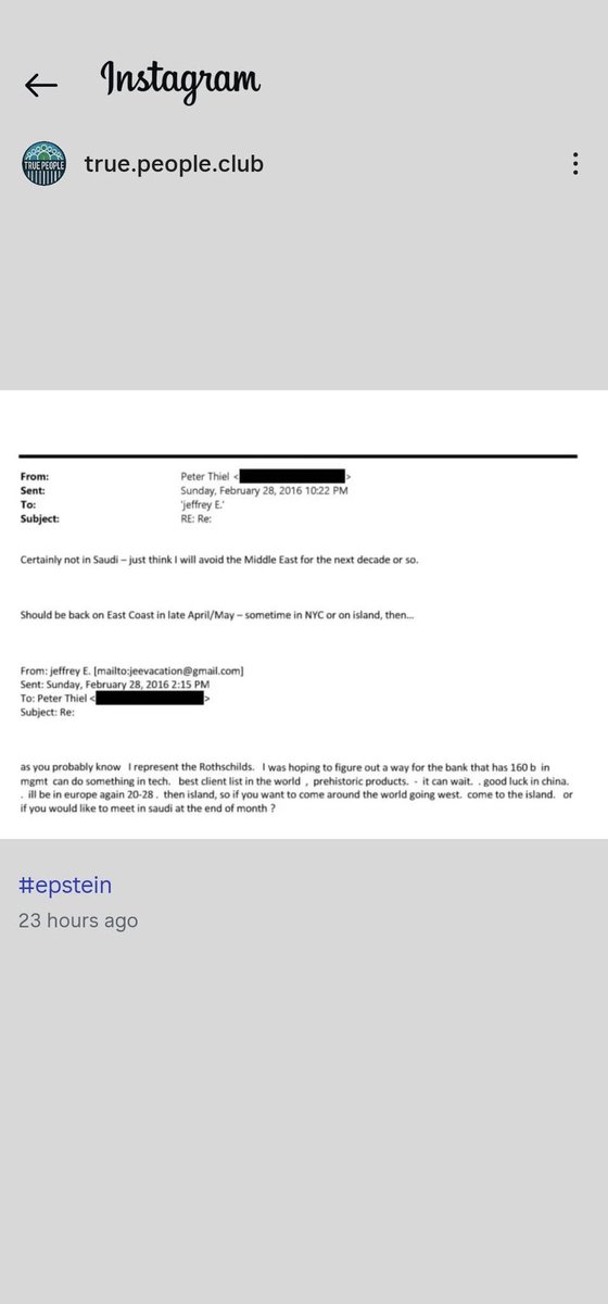 E mails between Peter Thiel and Epstein in 2016. Epstein tells Thiel that he “represents the Rothchilds” but the BBC now says Epstein represents President Putin - pure propaganda - our national broadcaster is lying to the world again! Where is the correction from BBC Verify ?