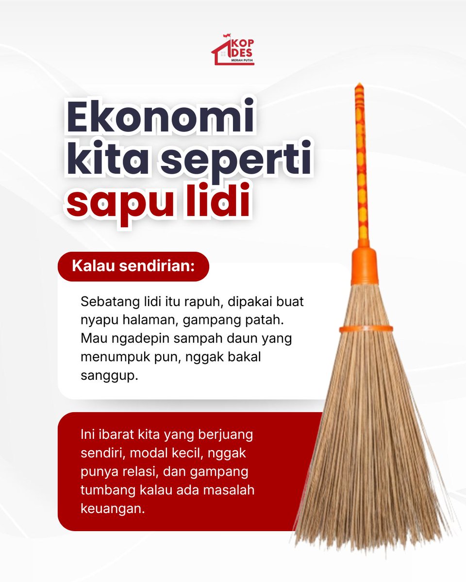 Koperasidesamp's tweet photo. Ekonomi kita itu ibarat sapu lidi, harus bersatu agar kuat dan kokoh. https://t.co/KWIj5pT6D5