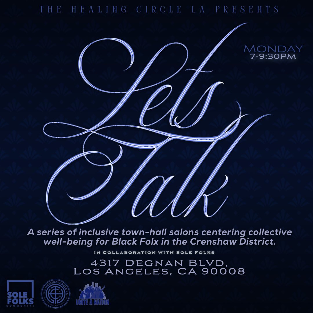 healingtheblock's tweet photo. This Monday at 7PM, The Healing Circle LA is all about release — learning how to breathe, regulate your nervous system, and let go of what’s keeping you stuck

Venue : @solefolks https://t.co/Hvx0VSjhKK