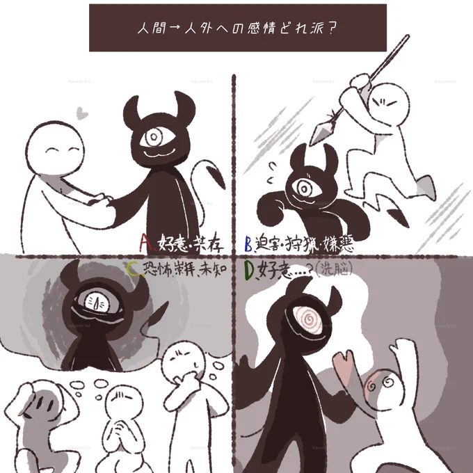 人間→人外の感情どれ派? 