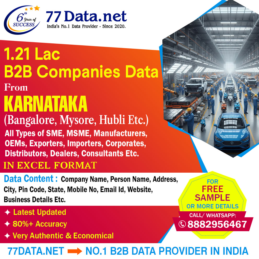 77dataN's tweet photo. 🚀 1.21 Lakh+ Karnataka B2B Companies Data – Start Generating Leads!

Get 1.21 Lac+ companies data covering Bangalore, Mysore, Hubli &amp; other key cities.

🎁 FREE SAMPLE AVAILABLE
📲 Call / WhatsApp: 8882956467
🌐 Visit: https://t.co/RL2peYOx6V

#KarnatakaB2BData #B2BLeads https://t.co/DdX8KFV5Qb