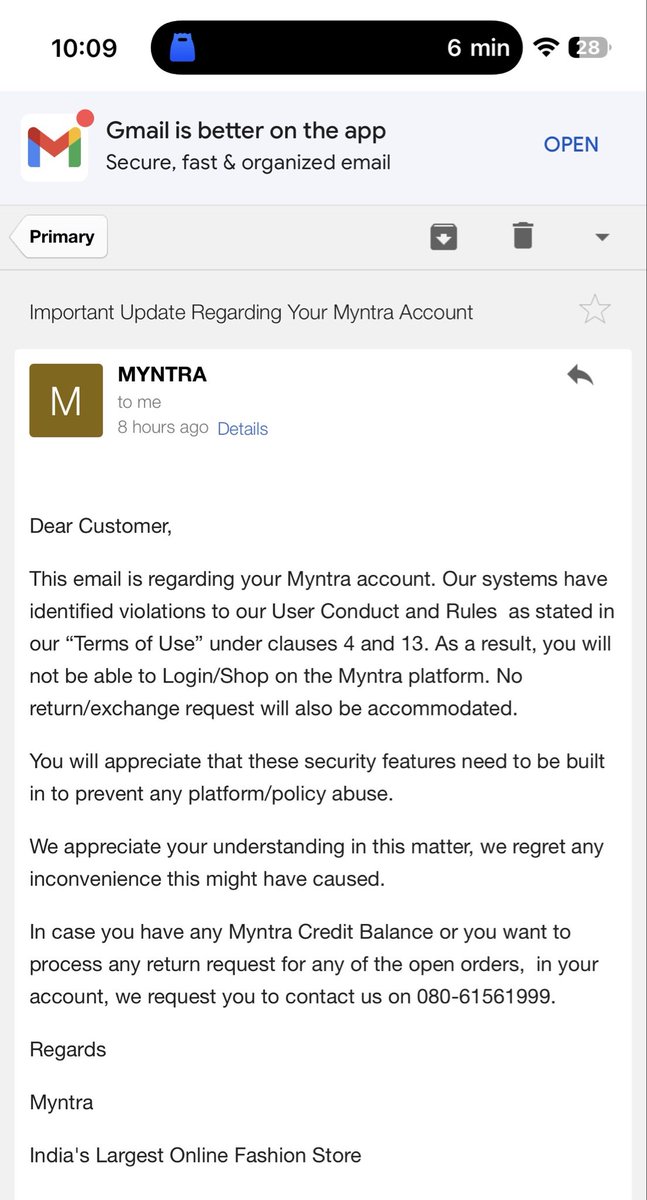 AmitSharma4009's tweet photo. @myntra I’m a Myntra user for more than 10 years. Myntra insider as well. Purchased a 13k shirt, they sent garbage and when I complained on social media they deactivated my account. Is this how you treat your customers @ConsumerCom https://t.co/Gz5IH8fdQ3
