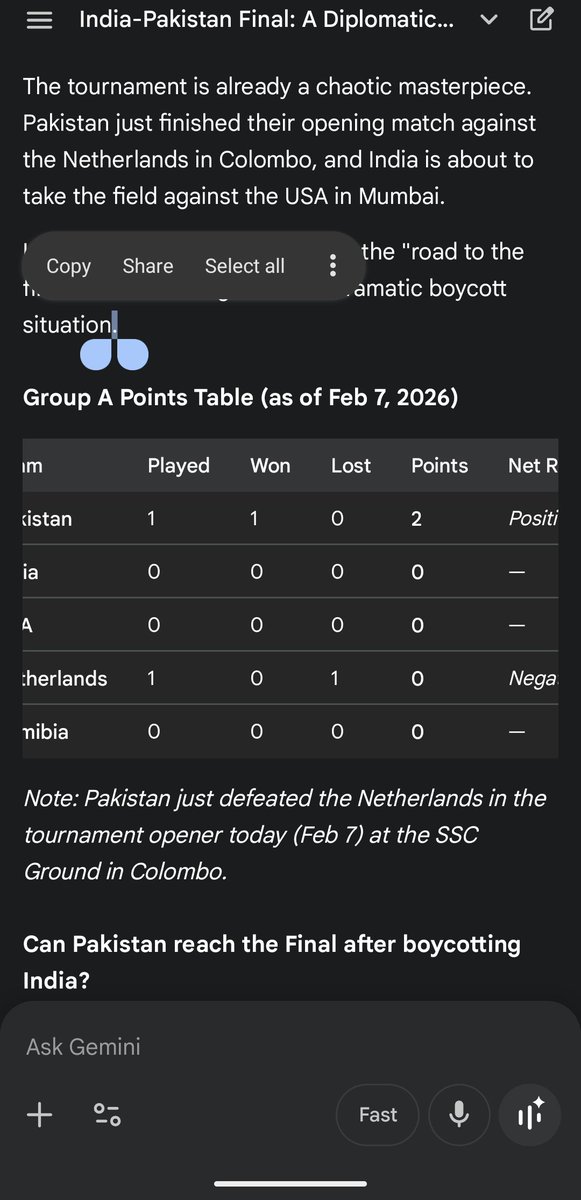 sajanabraham's tweet photo. How is this possible? Gemini already declared Pakistan winner of the game, while the game is in play right now . 

@AltNews @timesofindia @the_hindu @toisports @sportstarweb @sardesairajdeep @republic @KNCBcricket https://t.co/RqPWVUOAHL