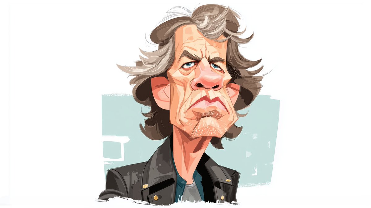 Mick Jagger Caricature --sref 460695630 --ar 1:1 --sw 100