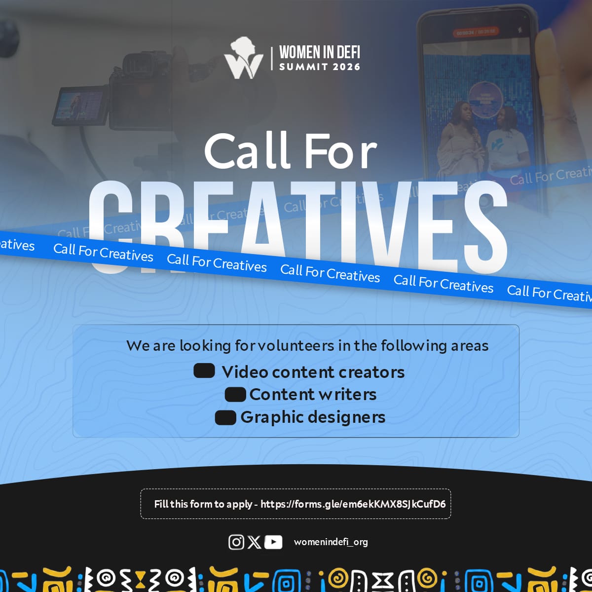 We’re setting the stage for WID Summit 2026. This is a call for creatives to work with us.

We’re inviting content writers, content creators, and graphic designers who are passionate about Web3, DeFi, and women in blockchain to contribute to a meaningful, impact-driven Web3