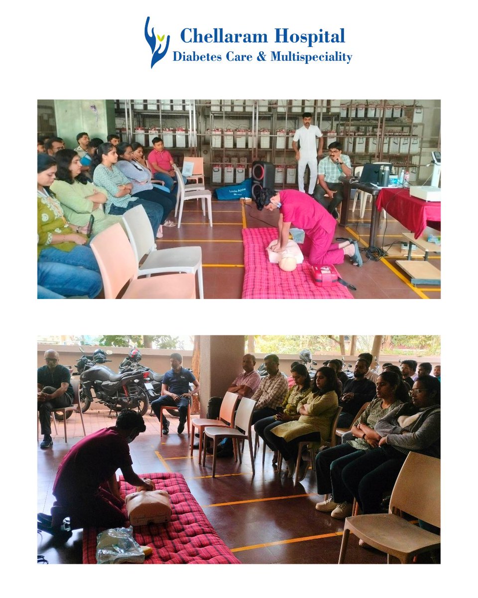Chellaram_Hosp's tweet photo. Building awareness. Saving lives.
We successfully conducted a CPR training session at Transtech Projects
All attendees were offered complimentary InBody tests at the venue as part of our commitment to preventive health.
#chellaramhospital #cprtraining #lifesavingskill https://t.co/y0Xcs0VYli