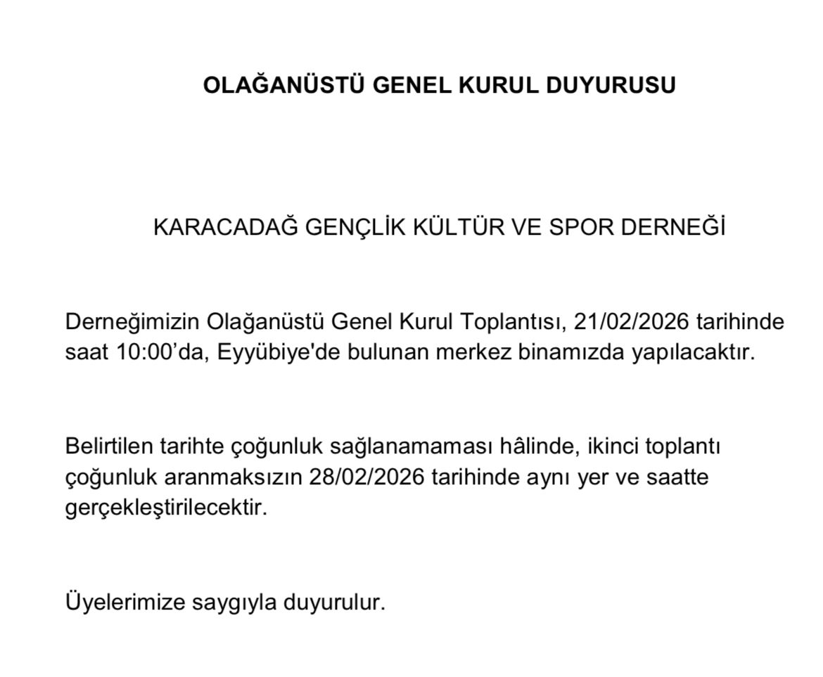 KAMUOYUNA VE TÜM ÜYELERİMİZE DUYURULUR.