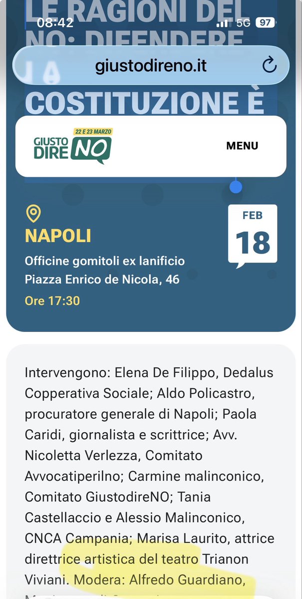 Dell' Ufficio Elettorale della Cassazione che ieri ha deciso di cambiare il quesito referendario fa parte il dottor Alfredo Guardiano.
E' lo stesso Alfredo Guardiano che il 18 febbraio modererà, con tanto di locandina già pubblicata il convegno "LE RAGIONI DEL NO: DIFENDERE LA