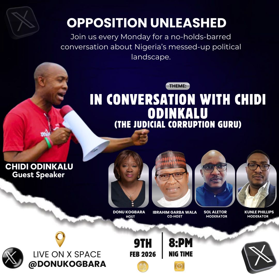 ChidiOdinkalu's tweet photo. Yesterday in Enugu, the president of @NigBarAssoc, @afamosigwe, declared that in some courts in #Nigeria, judgments depend not on law or evidence but on propinquity to power or the size of the #BrownEnvelope.

Join us on Monday, 9 Feb, in conversation with @DONUKOGBARA on #JudicialCorruption in Nigeria.