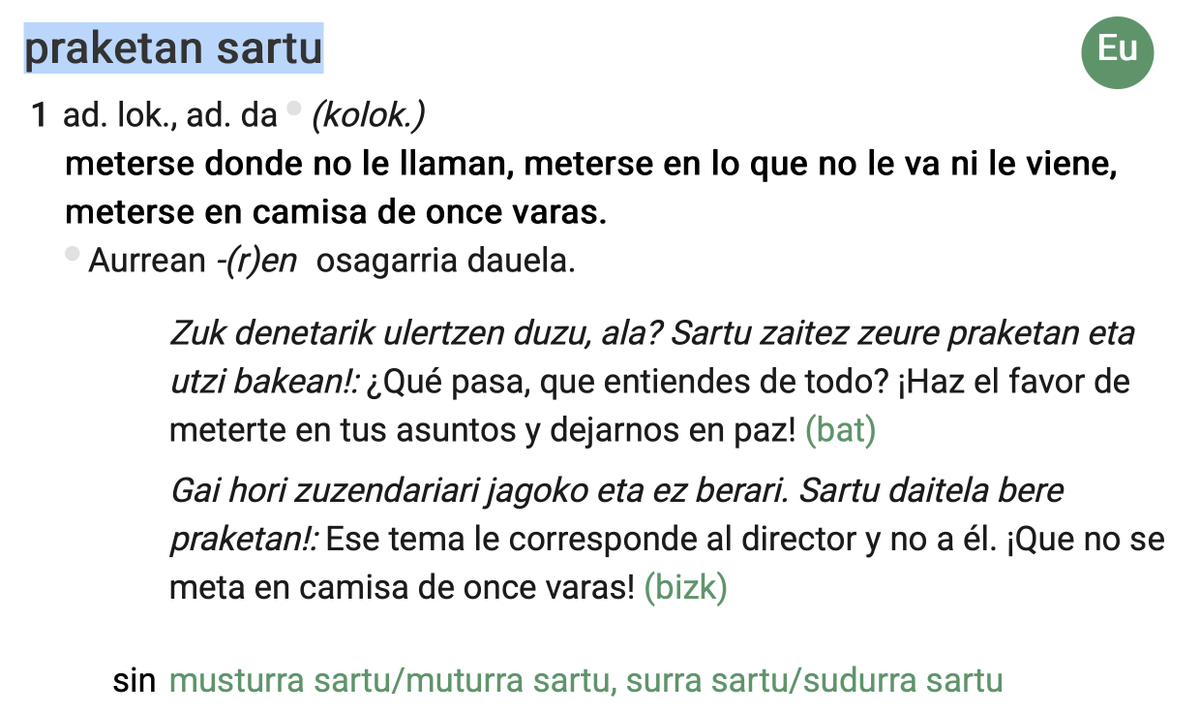 𝗡𝗢𝗥𝗕𝗘𝗥𝗘 𝗣𝗥𝗔𝗞𝗘𝗧𝗔𝗡 𝗦𝗔𝗥𝗧𝗨:
Norberari dagozkion gauzez bakarrik arduratu, ez beste inorenez. Agindu modura erabiltzen da.