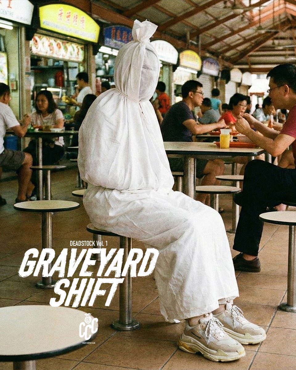 Even Pochong need a Kopi O Kosong. ☕️💀
Fueling up for the Graveyard Shift.

Collection Dropping Soon.
#crazycorpseclan #kopitiam #supper #graveyardshift #sgstreetwear
