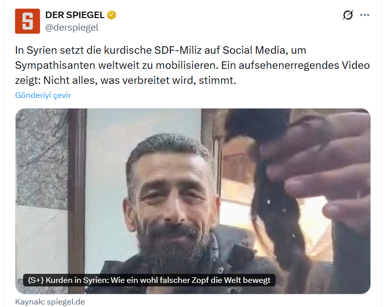 SercanUstunds's tweet photo. Der Spiegel ve değişmeyen sahte hikayeler

Der Spiegel'in gazetecisi Claas Relotius, onlarca makalede gerçeği saptırdığı ve yalan hikayeler ürettiği açığa çıkınca 2018'de istifa etti

Mohannad Alkhalil, aynı dergide bu defa Colani çetelerini aklamak için yalan hikayeler yazıyor. https://t.co/7FcwtJ9Kvm