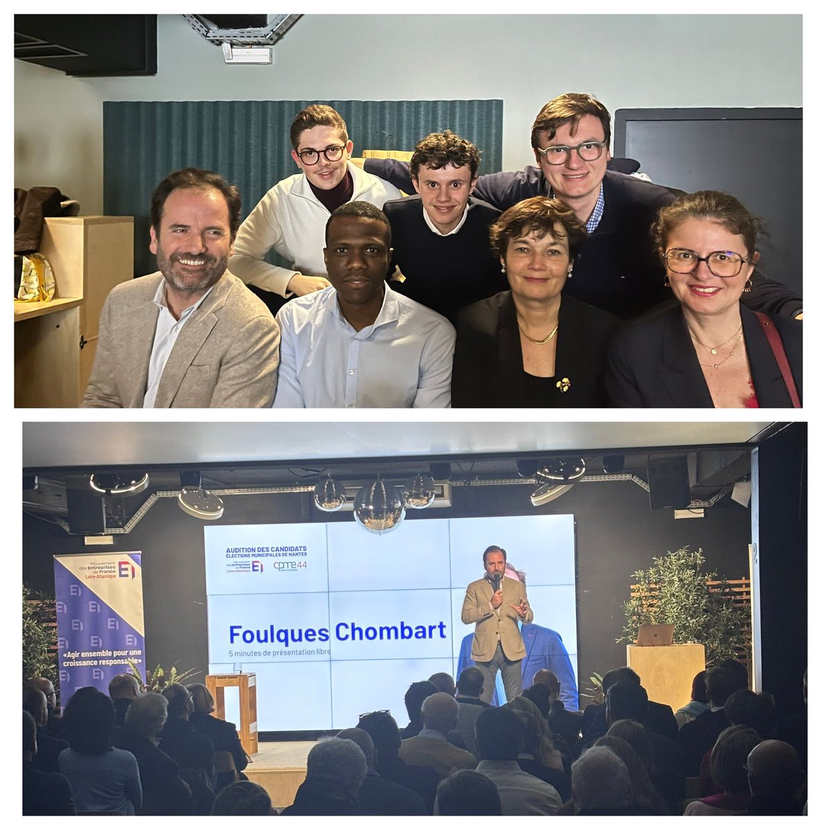 Super soirée organisée par le  <a href="/MEDEF44/">Medef Loire-Atlantique</a> et la <a href="/cpme44/">CPME 44</a> pour parler économie avec les candidats des municipales à #nantes2026. 

sans aucun doute, pour rendre de nouveau #Nantes attractif, votons <a href="/Foulques44/">Foulques Chombart de Lauwe</a>