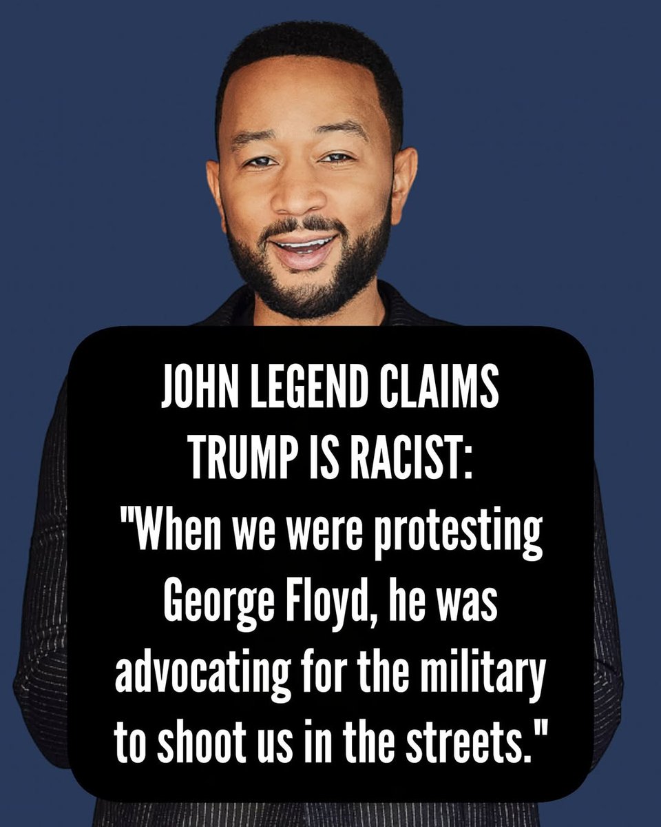 wakeupusa's tweet photo. John Legend BLASTS Trump as racist:

"When we were protesting George Floyd, he was advocating for the military to shoot us in the streets. He's made it clear throughout his life that he believes black people are inferior."

Thoughts? https://t.co/P3fXKnYpbg