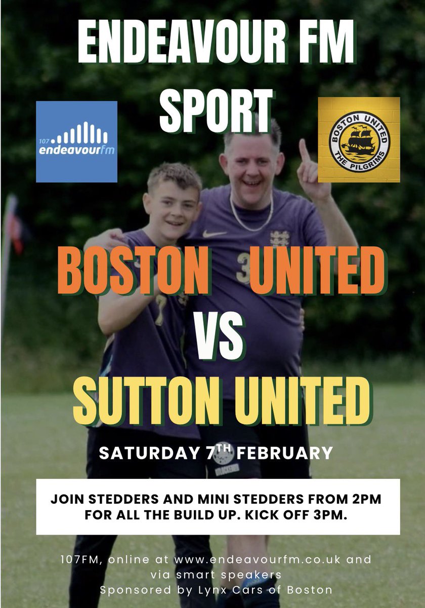 Saturday brings the first of two vital home games for <a href="/bostonunited/">Boston United</a> as <a href="/suttonunited/">Sutton United</a> come to town. Listen in as <a href="/DStedders/">Stedders</a> and <a href="/OliverSteadman2/">Oliver Steadman</a> bring you all the action from 2pm on <a href="/endeavourfm/">107 Endeavour FM</a> 🟠⚫️⚽️🎙️📻
