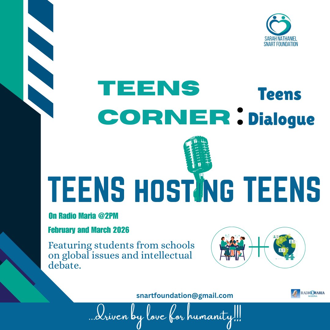 SnartFoundation's tweet photo. We are officially unveiling our Teens Dialogue through our Teens Corner Radio show on Radio Maria. Stay tuned to your radio for the intellectual debate.
#snartfoundation #greap #Teenscorner #voiceyourchange #teensdialogue https://t.co/y8Q8zYz1Wt