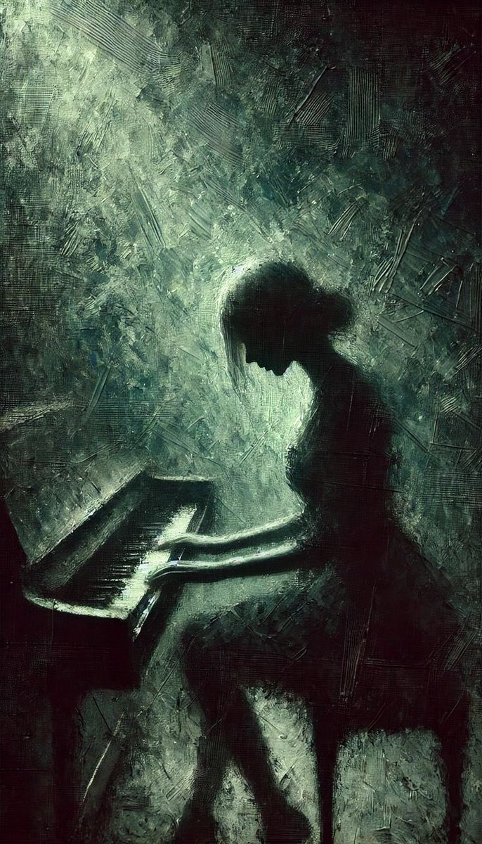 She played the piano the way some people pray, head bowed, shoulders heavy, fingers trembling with truths she could never say out loud.
Each note carried a memory: laughter that faded, promises that cracked, love that learned how to leave quietly.
The room listened without