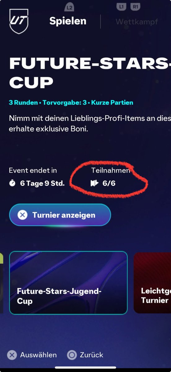 Ea Fehler❌ Angeblich sollen wir 6 Versuche PRO Tag bekommen ✅

Macht auch Sinn, da aktuell  KEINE 12 Tore möglich sind, OHNE 6 Siege zu holen...

Wenn das wirklich geändert wird, hat jeder eine realistische Chance auf die 2. FS Evolution💪