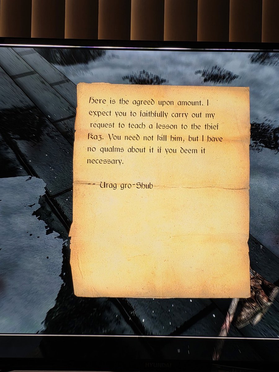 JoshM_Writes's tweet photo. that moment the uni librarian sent a hit man rather than talk to you for stealing some cursed rings #justskyrimthings https://t.co/chyHHjBBhd