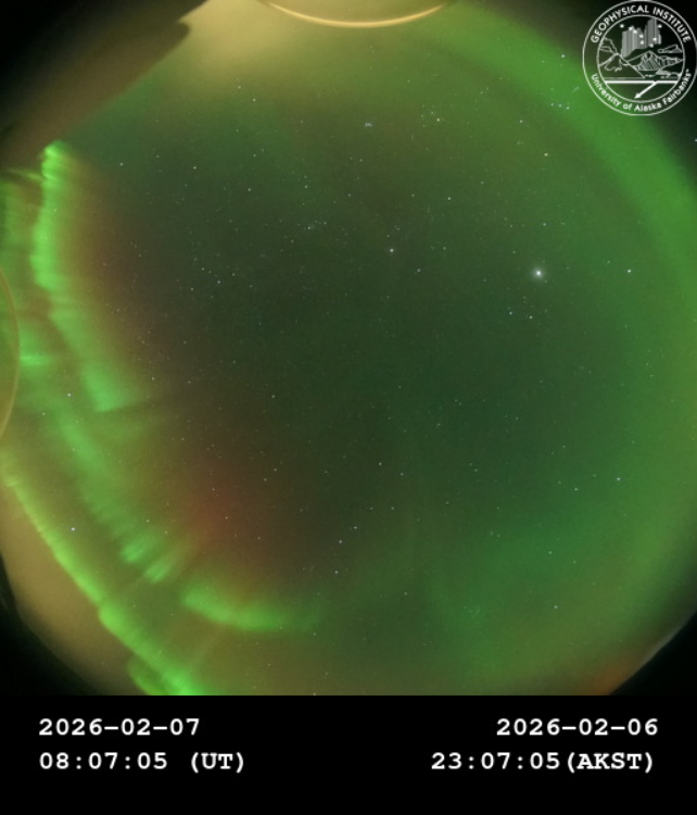 （solページ）オーロラ 今日、2月7日 #USA 北西部 #アラスカ州 #ToolikLake(北緯68度38分)の全