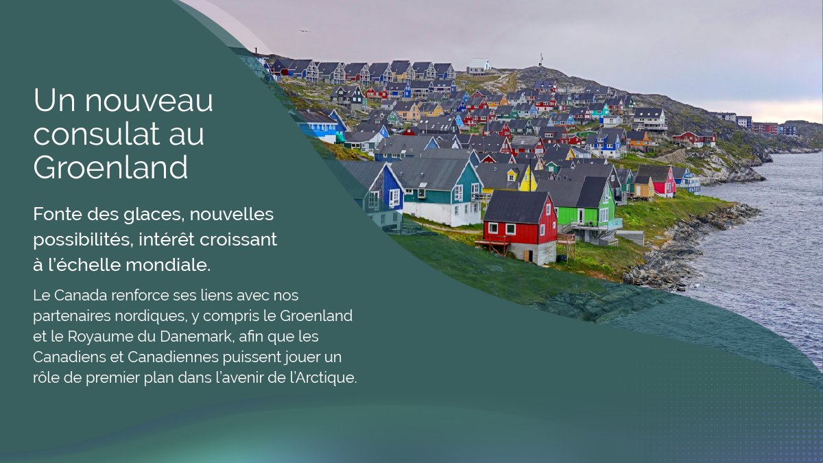 Un nouveau consulat au Groenland
Fonte des glaces, nouvelles possibilités, intérêt croissant à l’échelle mondiale.
Le Canada renforce ses liens avec nos partenaires nordiques, y compris le Groenland et le Royaume du Danemark, afin que les Canadiens et les Canadiennes puissent jouer un rôle de premier plan dans l’avenir de l’Arctique.