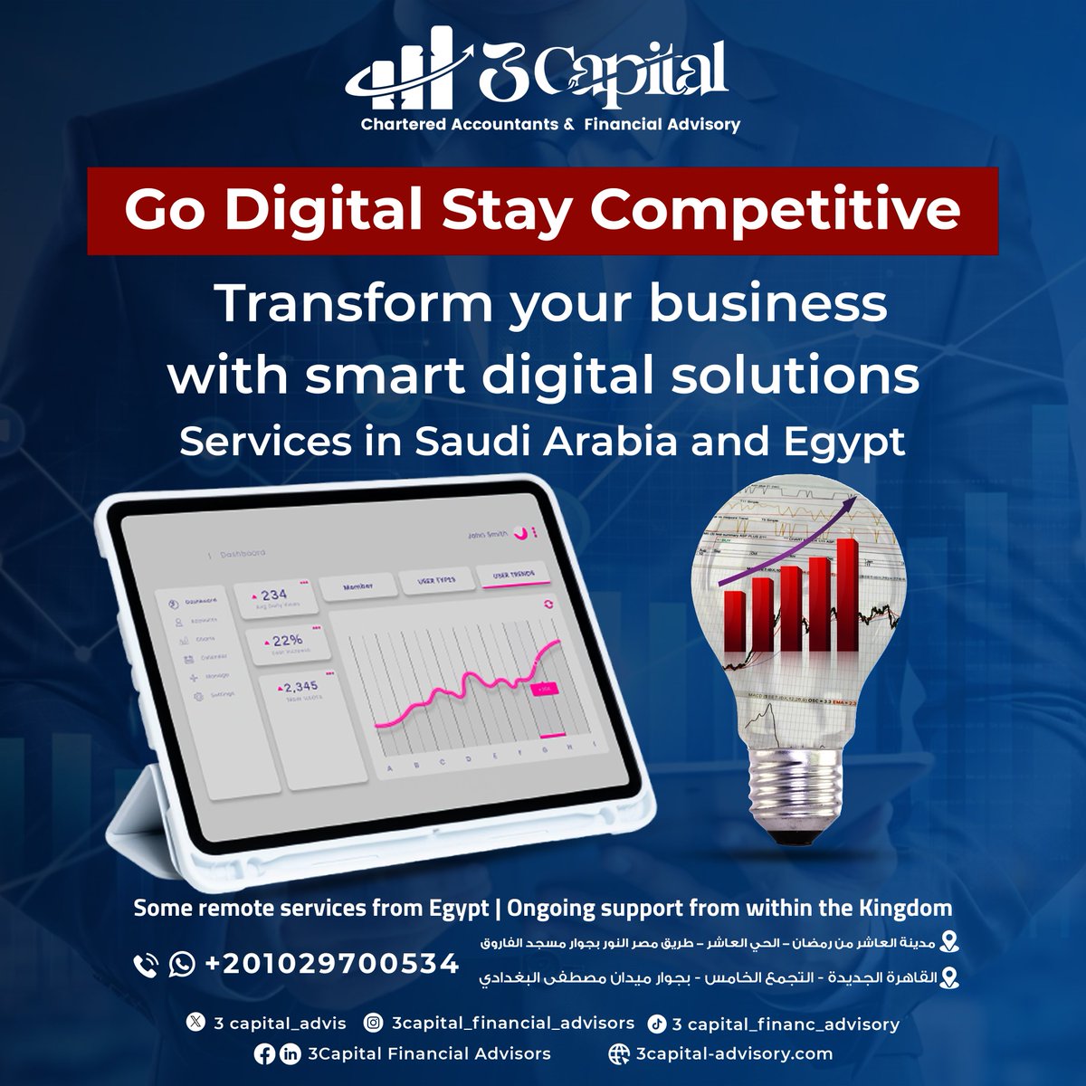 3capital_advis's tweet photo. Go Digital .. Stay Competitive 📷📷
Transform Your Business With Smart Digital Solutions 📷📷
More transparency and better organization among partners—all this starts with a clear and accurate assessment with 3 Capital! 📷📷
موقعنا: https://t.co/bt7OUUOMkG
📷للتواصل/
01029700534 https://t.co/1zapeI6cfe