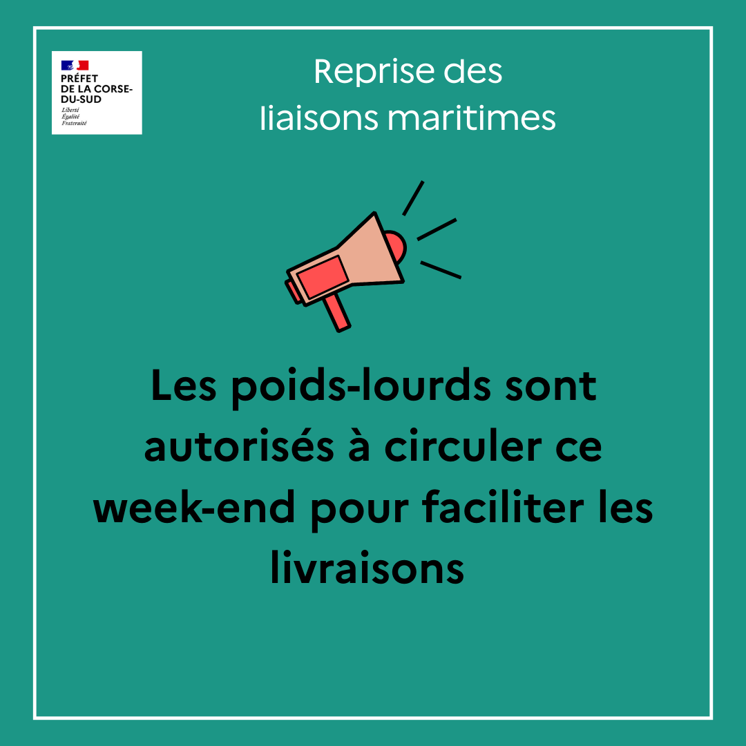 Image de Préfet de Corse préfet de Corse-du-Sud - 📢 Reprise des liaisons maritimes

Les liaisons avec le continent reprennent progressivement.

⚠ Pou