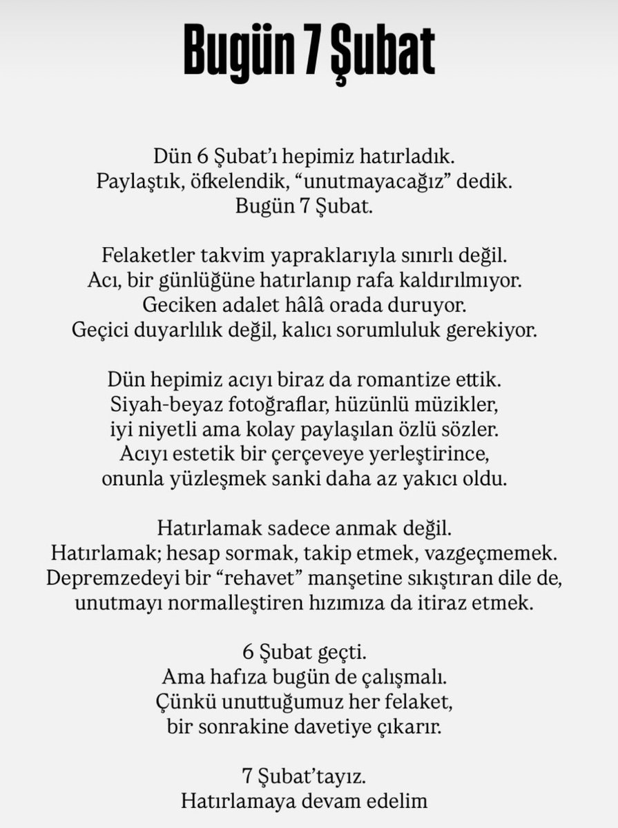 Bugün 7 Şubat.
Hatırlamaya devam edelim.