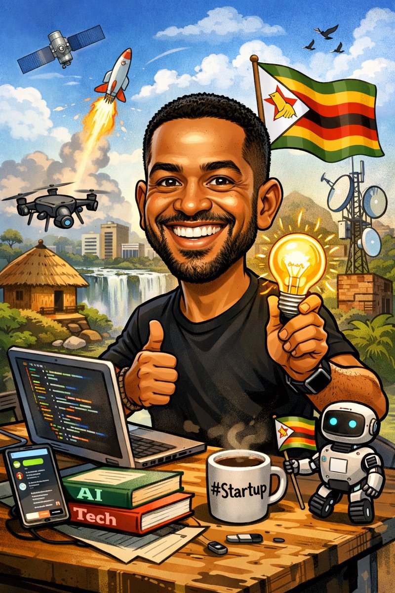 AstraMinds's tweet photo. Asked AI to caricature me and my job using everything it knows about me… this is a little too accurate 😅🔥

#AI #TechLife #StartupLife #FounderLife #BuildInPublic #AfricanTech #ZimbabweTech #Innovation #FutureBuilders #CodeLife https://t.co/6GYktqQD50