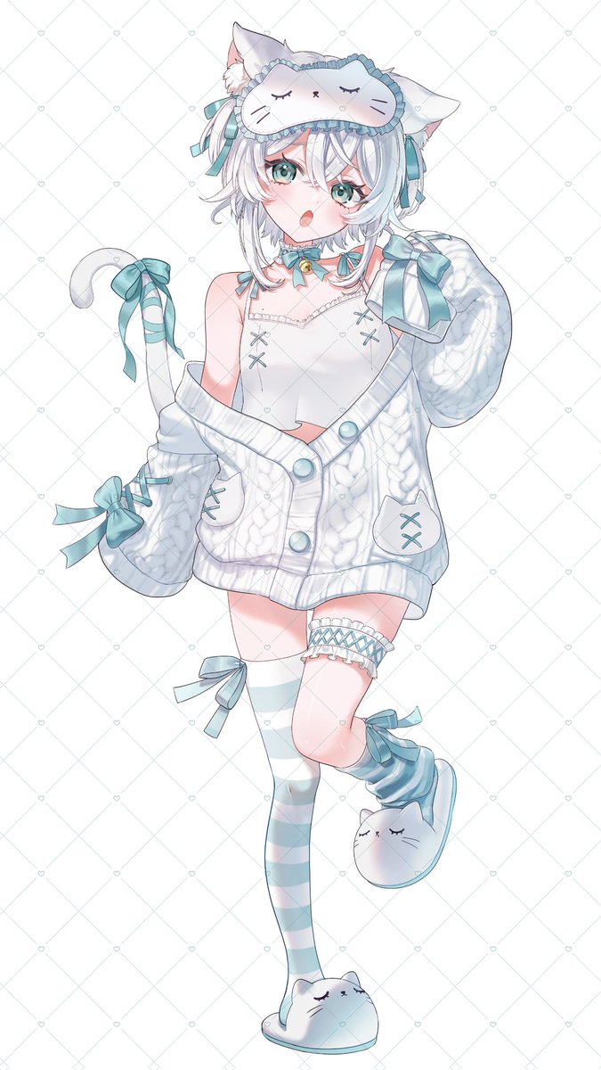 114_lui's tweet photo. すてきな　#るいにゃーと をroi様(#roi_wkm)に描いていただきました！

僕のあたらしいきーびじゅだよ！かわいすぎん！？！色味淡くてふんわりして素敵すぎる〜✨おめめとかおはだの透明感もすごくきれい…にっともめっちゃふわふわ…
たくさん使わせてもらいます！

たっぷして全身みてね〜！ https://t.co/RJEhFrqEyT