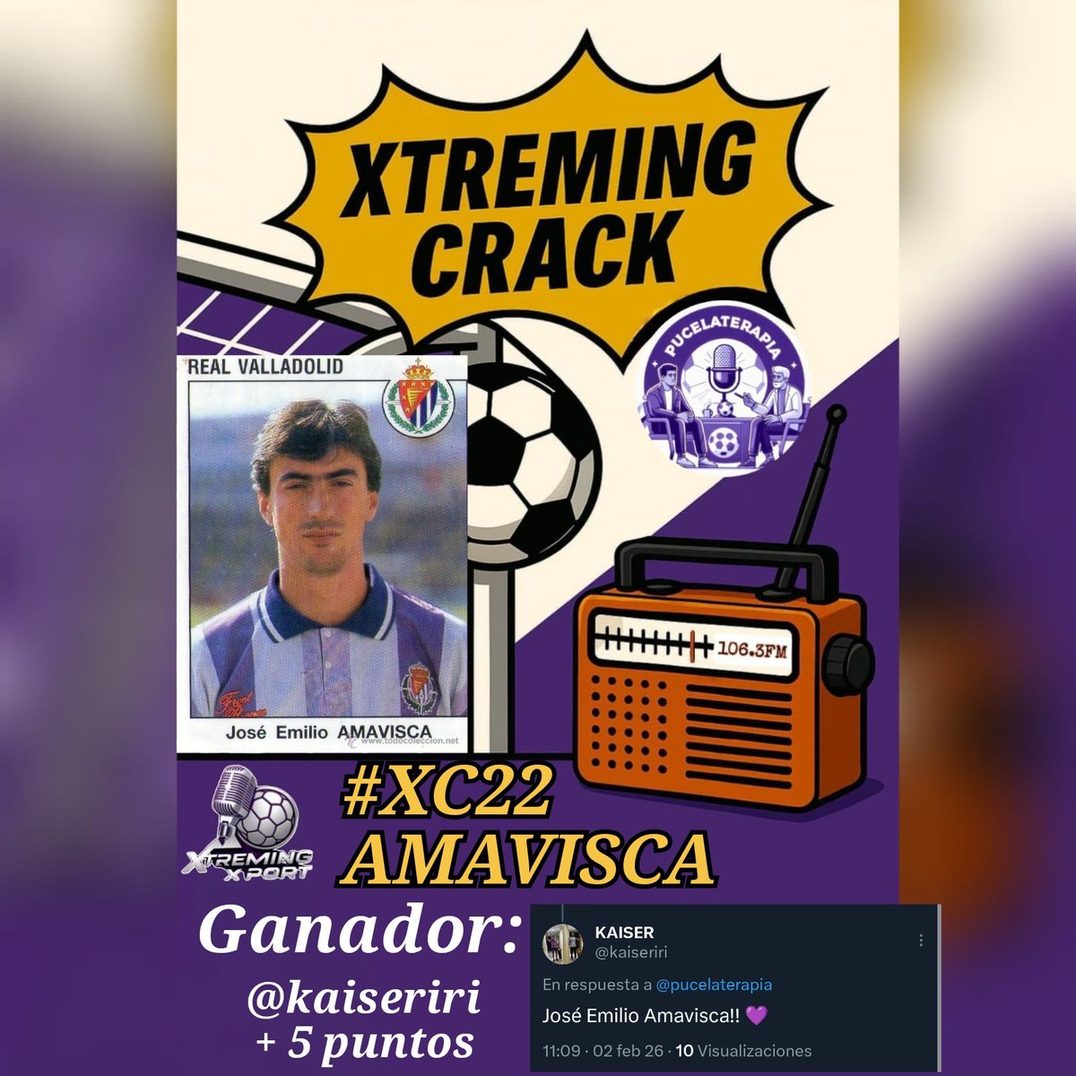 pucelaterapia's tweet photo. #XC22
Un clásico del fútbol de los 90, gran trayectoria y grandes títulos, como el 🥇en JJOO 92. Buen recuerdo en Pucela donde jugó 4 temp y fue su trampolín.
Solución: Amavisca
Ganador: @kaiseriri
Día: Lunes
Puntos: +5
¡Enhorabuena crack, otro +5 😲!
El lunes...❤️#XC23❤️ https://t.co/uViRldGd6R