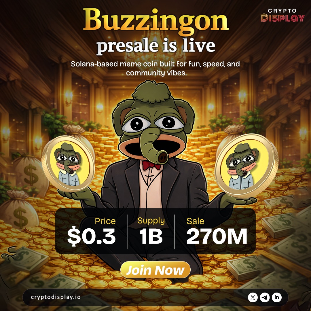 CryptoDisplayio's tweet photo. 🔥 Buzzingon Presale is LIVE!
A Solana-based meme coin built for fun, speed, and strong community vibes.
Price: $0.3
Supply: 1B
Presale: 270M
Chain: Solana
👉 Join the presale: https://t.co/hH4JvQDjhF
#Buzzingon #PresaleLive #Solana #MemeCoin #CryptoPresale @buzzingonsolana https://t.co/5evNCbjnJW