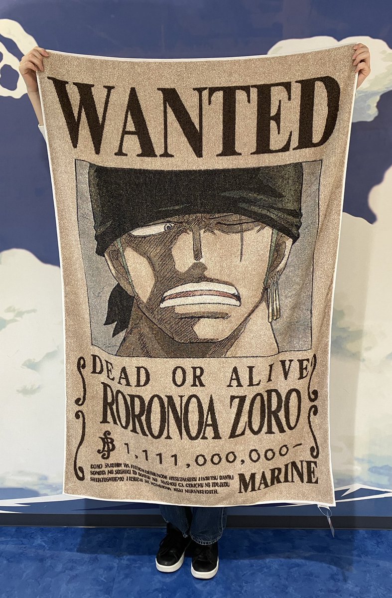 オススメ商品】 五彩織りビッグタオル ＜手配書(ルフィ、ゾロ、サンジ