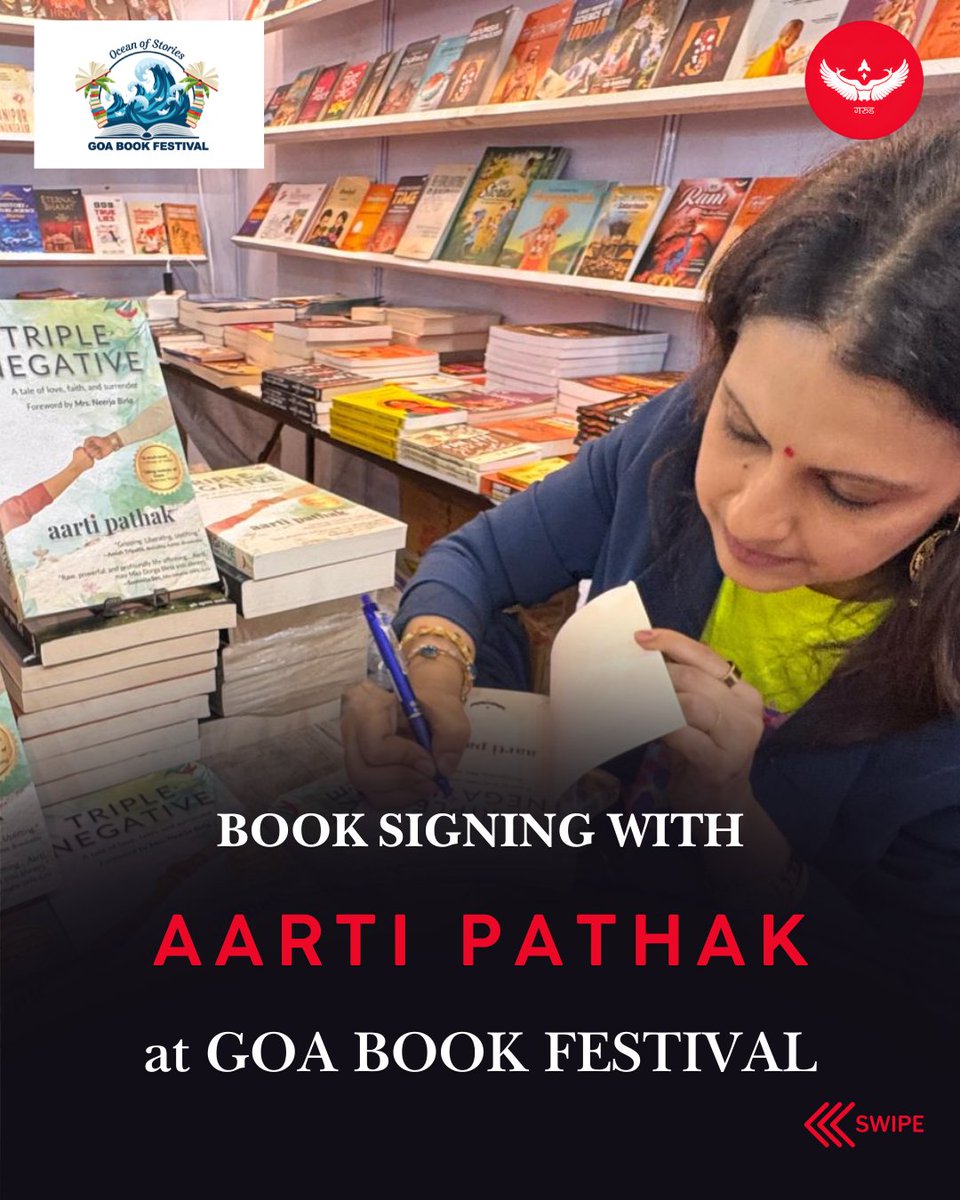 GarudaPrakashan's tweet photo. ✍️📚 Book Signing Moment at Goa Book Festival!

Our author @aarti_kpathak  signing copies of her book
 Triple Negative: A Tale of Love, Faith, and Surrender

A heartfelt story that has touched many readers.
Visit our stall and grab your signed copy!

#GoaBookFestival #BookSigning #AartiPathak #TripleNegative #IndianAuthors #BookLovers