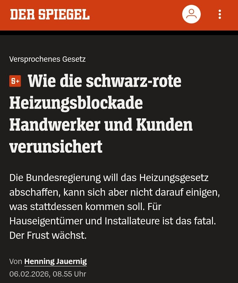 djpr's tweet image. „Ohne die Verwirrung hätten wir 10–15 Wärmepumpen mehr verkauft“ – ein Handwerksbetrieb. Hochgerechnet auf die Branche: Tausende verlorene Aufträge, weil die Merz-Regierung immer noch was von Technologieoffenheit schwurbelt. Selbstverschuldetes Chaos, das Existenzen kostet.