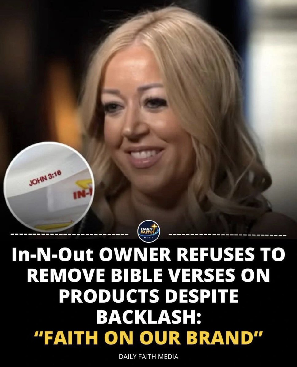 Lynsi Snyder, president of In-N-Out Burger, has made it clear that the company will continue printing Bible verses on its cups and wrappers, even in the face of criticism. For her, this is not marketing, politics, or provocation — it is a quiet and consistent expression of the