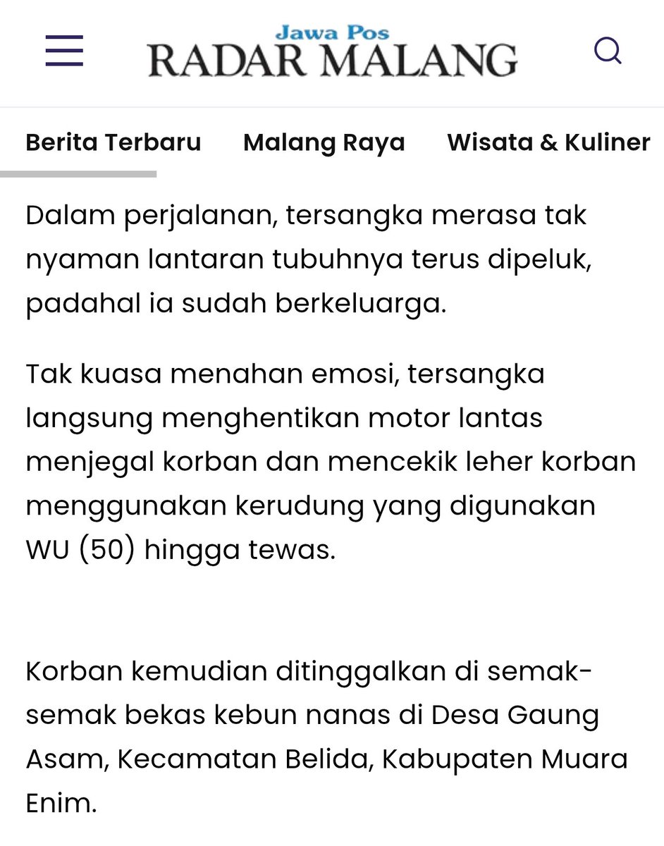 menuembegejelek's tweet photo. ⚠️ TRIGGER WARNING! PEMBUNUHAN ⚠️

Jabingan! Sumpah, Demi Tuhan, kami kira ini cuma dongeng atau urban legend aja. Ternyata BENAR-BENAR TERJADI!!

Telah terjadi pembunuhan antar sesama pegawe SPPG yg dipicu karena PELECEHAN SEKSUAL. Muara Enim, 29 Januari, 2026. https://t.co/4mzCXOWNge