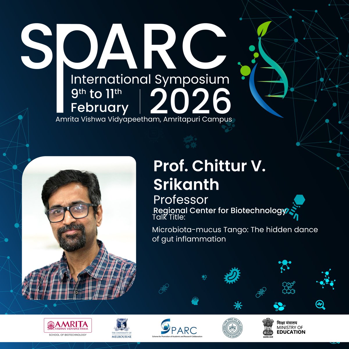 amritabiotech's tweet photo. Talks on immunity in Health and Disease are set to take place at the SPARC International Symposium 2026.

Mucosal Associated Invariant T cells – immune recognition of metabolite  antigens

#sparc #rcbfaridabad https://t.co/WNWGHioyi8