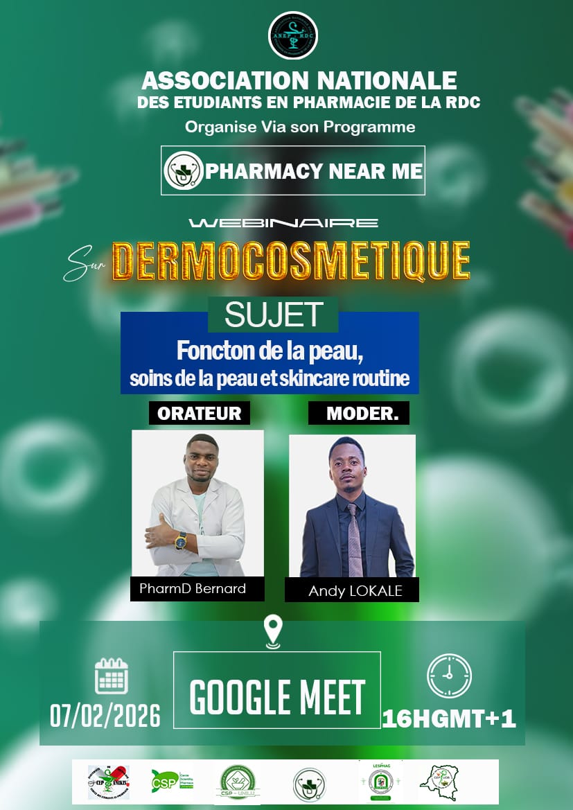 SEP_DRC's tweet photo. Le grand webinaire en dermo-cosmétique commence bientôt
Un rendez-vous scientifique essentiel pour comprendre la peau et renforcer le rôle du pharmacien.
 *Fonctions de la peau · Soins de la peau · Skincare routine* 
Google Meet👇👇👇
https://t.co/ExS3HuFwkz https://t.co/h6iqKH0LYc