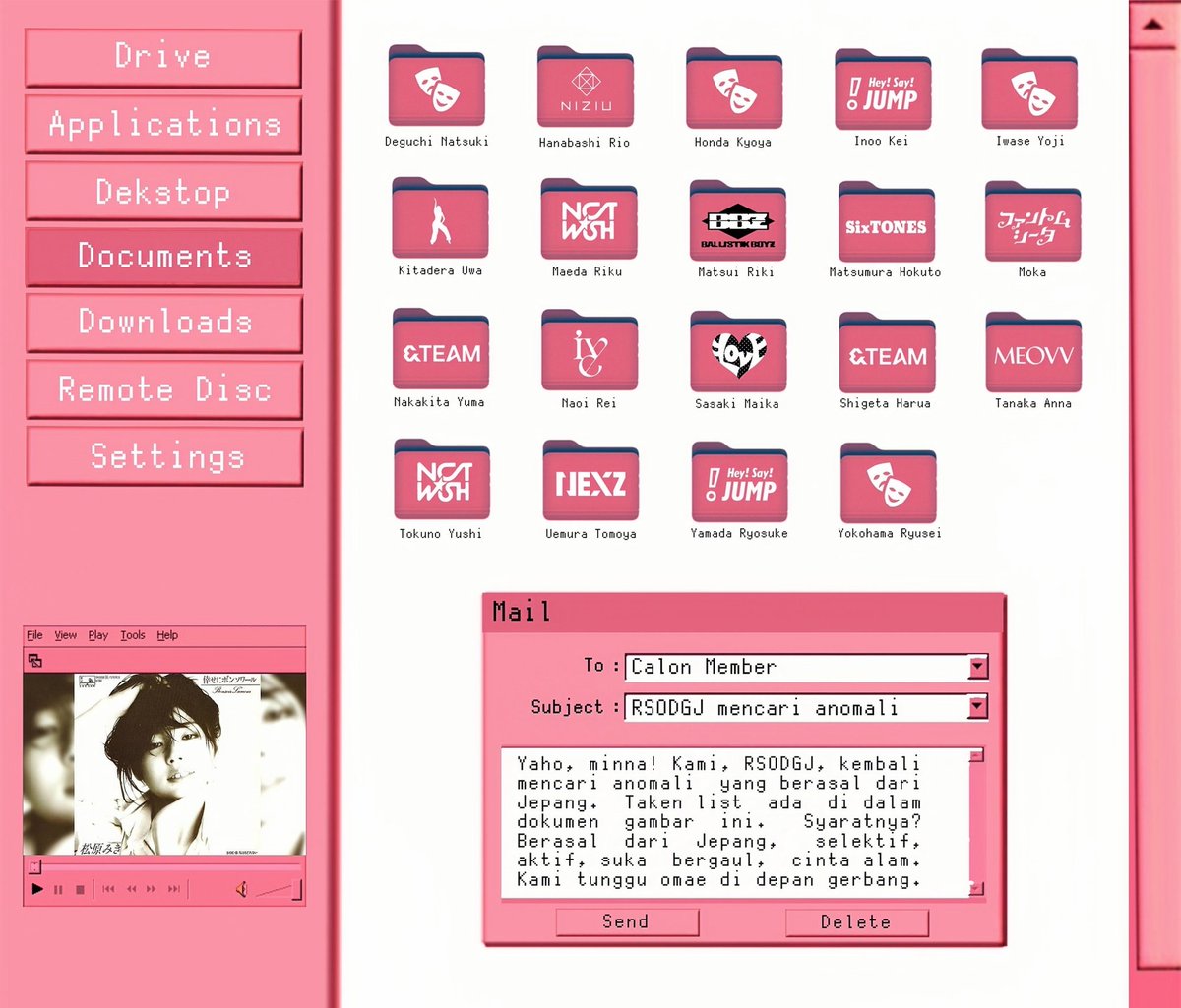 Se! No! Kami, 𝗥uang 𝗦antai 𝗢rang 𝗗engan 𝗚en 𝗝epang buka pintu untuk nakama baru dan memba baru yang sesuai dengan kriteria. Kirimkan CV kamu (perkenalan) di kolom reply dalam thread ini. Pendaftaran memba akan ditutup pada 2026 Februari 13, 20:00 WIB. Ikuzo! 🎎